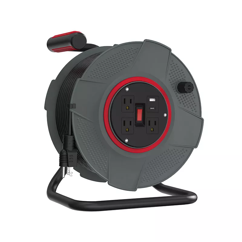 3 コンセント USB プラスチック コード リール 100 フィート 3 コンセント USB プラスチック コード リール 100 フィート