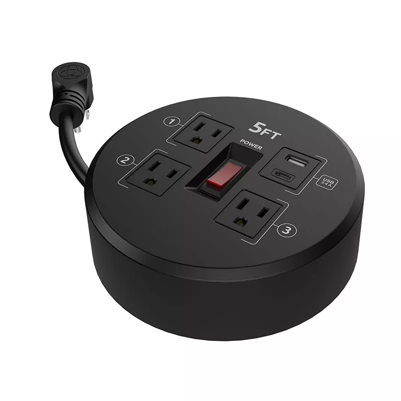 ミニ 3 コンセント USB2.4a プラスチック コード リール